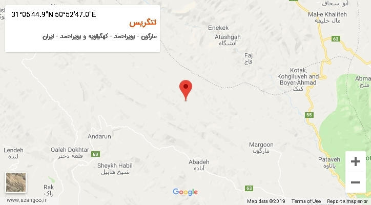 روستای تنگریس بر روی نقشه