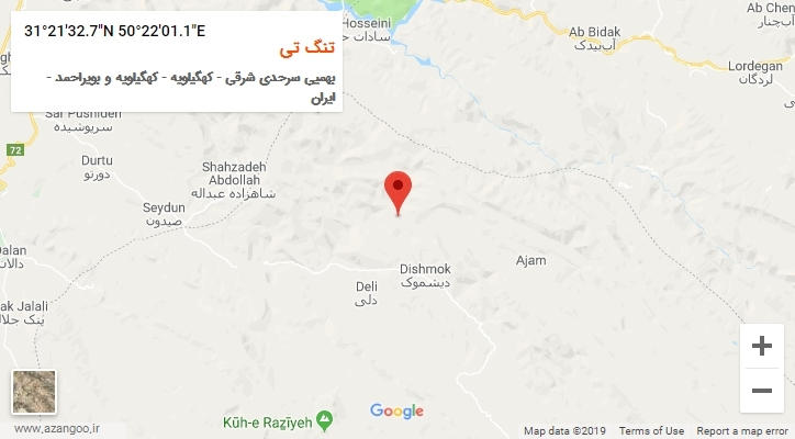 روستای تنگ تی بر روی نقشه