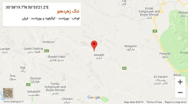 روستای تنگ زهردهنو بر روی نقشه