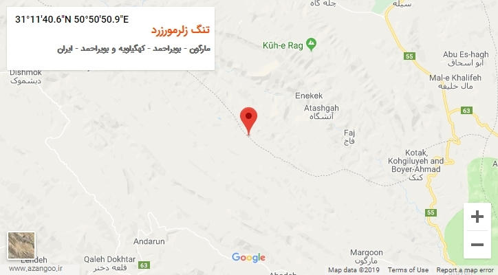 روستای تنگ زلرمورزرد بر روی نقشه