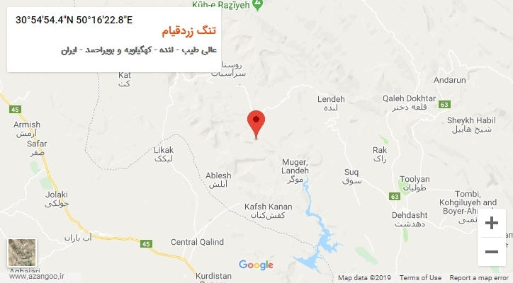 روستای تنگ زردقیام بر روی نقشه