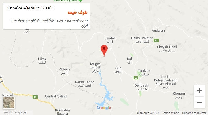 روستای طوف خیمه بر روی نقشه