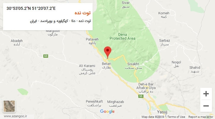 روستای توت نده بر روی نقشه