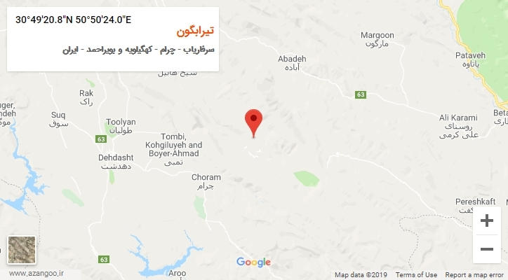 روستای تیرابگون بر روی نقشه