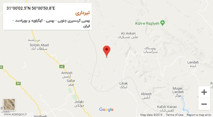 روستای تیرداری بر روی نقشه