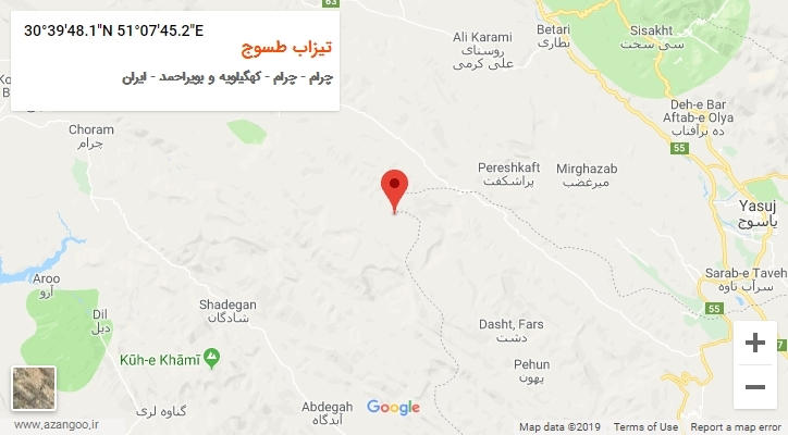 روستای تیزاب طسوج بر روی نقشه