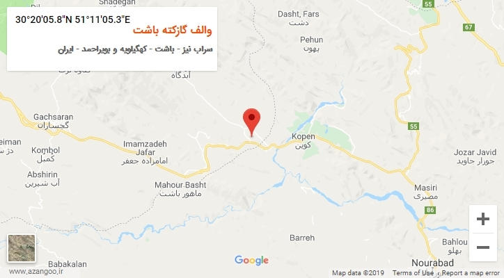 روستای والف گازکته باشت بر روی نقشه