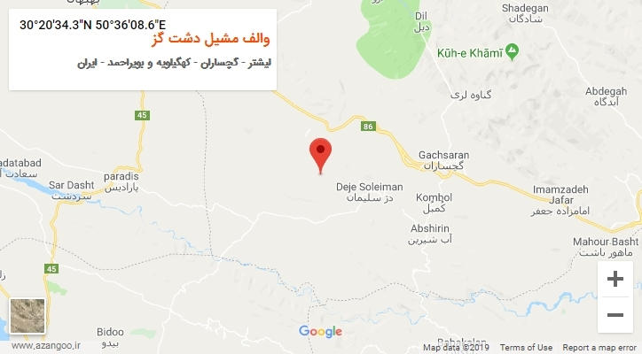 روستای والف مشیل دشت گز بر روی نقشه