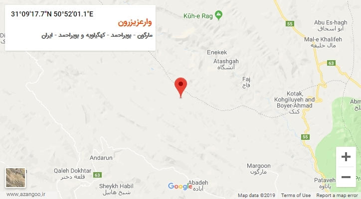روستای وارعزیزرون بر روی نقشه