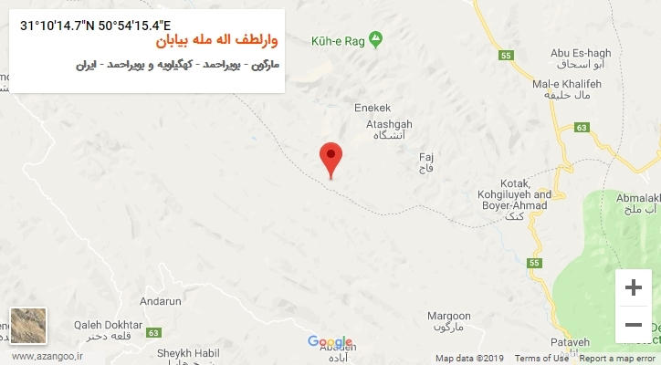 روستای وارلطف اله مله بیابان بر روی نقشه