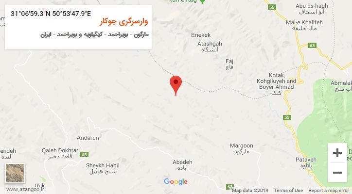روستای وارسرگری جوکار بر روی نقشه