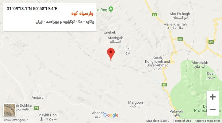 روستای وارسیاه کوه بر روی نقشه