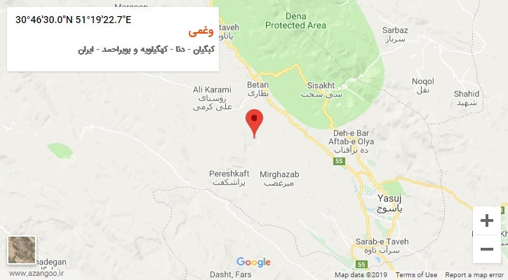 روستای وغمی بر روی نقشه
