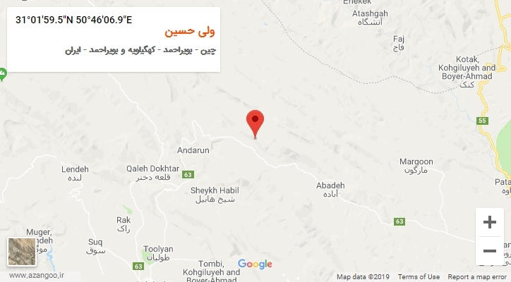 روستای ولی حسین بر روی نقشه