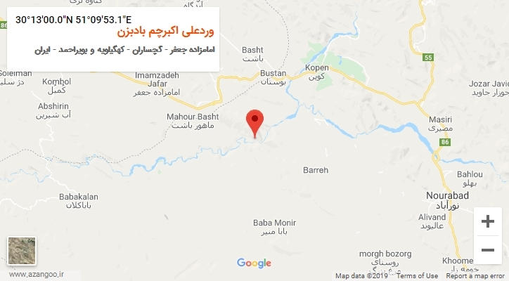 روستای وردعلی اکبرچم بادبزن بر روی نقشه