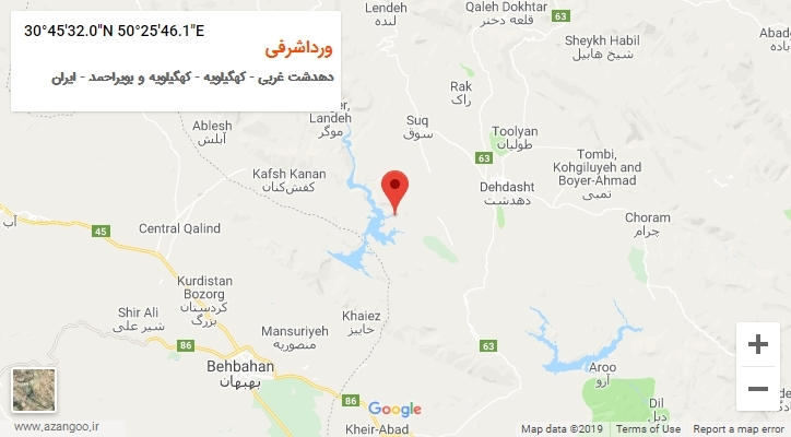 روستای ورداشرفی بر روی نقشه