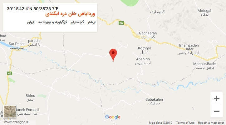 روستای وردایاض خان دره ابگندی بر روی نقشه
