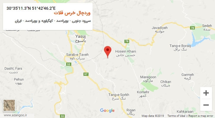 روستای وردچال خرس قلات بر روی نقشه