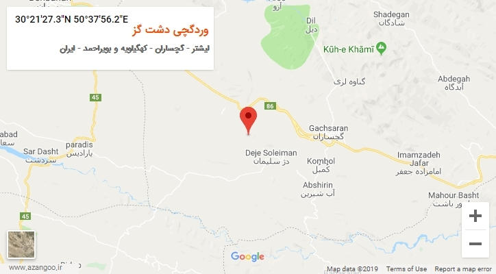 روستای وردگچی دشت گز بر روی نقشه