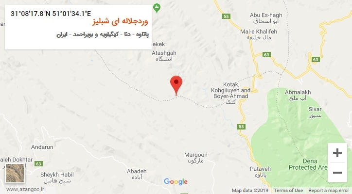 روستای وردجلاله ای شبلیز بر روی نقشه