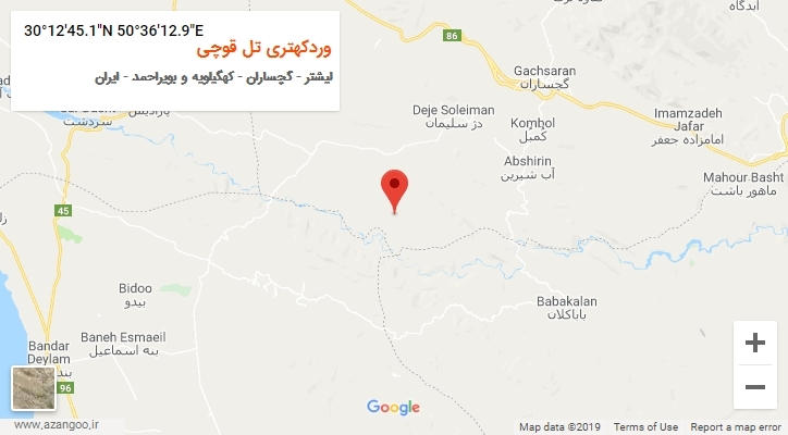 روستای وردکهتری تل قوچی بر روی نقشه