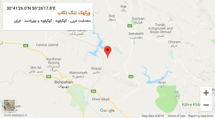 روستای ورکهک تنگ تکاب بر روی نقشه
