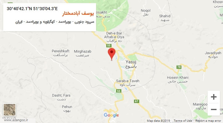 روستای یوسف آبادمختار بر روی نقشه