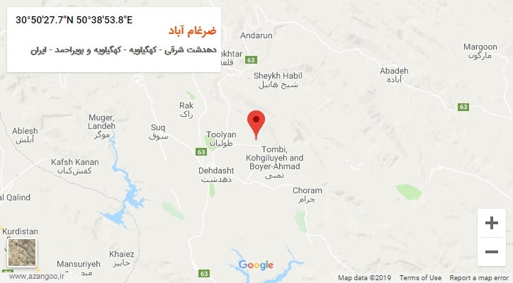 روستای ضرغام آباد بر روی نقشه