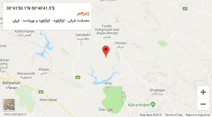 روستای زیرچیر بر روی نقشه
