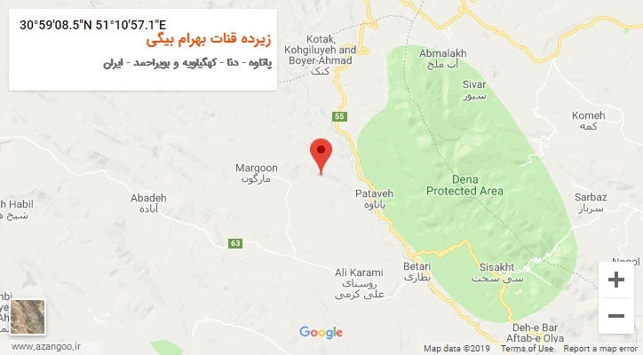 روستای زیرده قنات بهرام بیگی بر روی نقشه