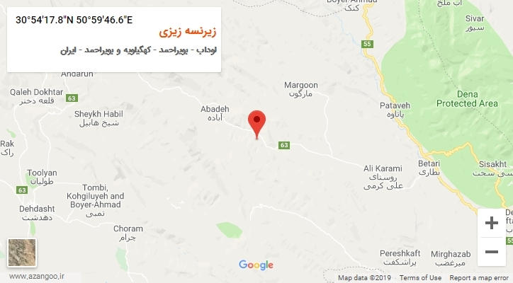 روستای زیرنسه زیزی بر روی نقشه