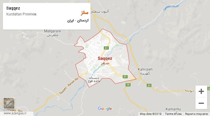 شهرستان سقز بر روی نقشه