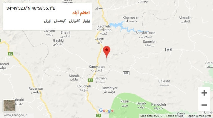 روستای اعظم آباد بر روی نقشه