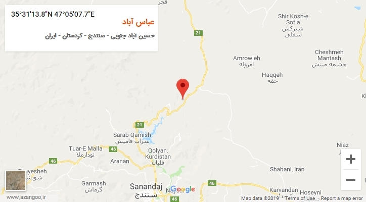 روستای عباس آباد بر روی نقشه