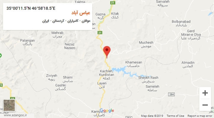 روستای عباس آباد بر روی نقشه