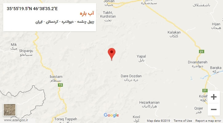 روستای آب باره بر روی نقشه