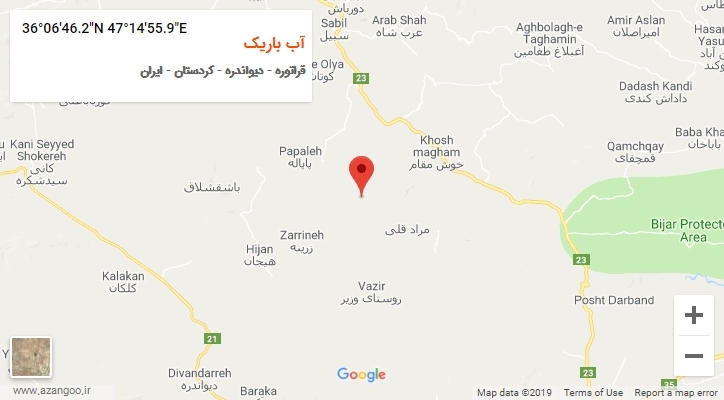 روستای آب باریک بر روی نقشه