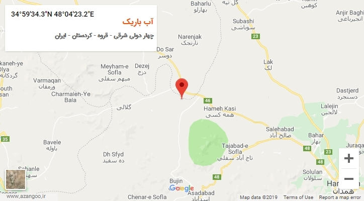 روستای آب باریک بر روی نقشه