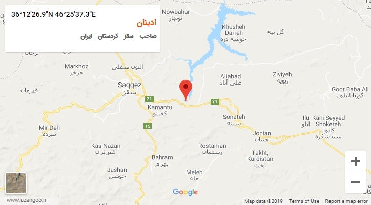 روستای ادینان بر روی نقشه
