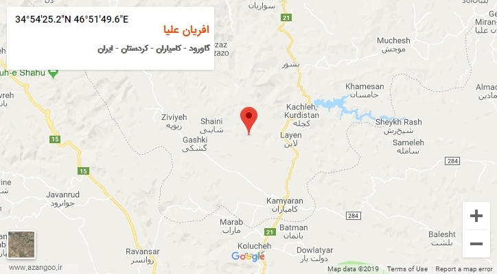 روستای افریان علیا بر روی نقشه
