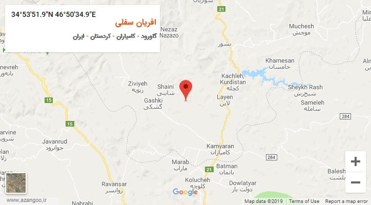 روستای افریان سفلی بر روی نقشه