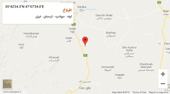 روستای اقبلاغ بر روی نقشه