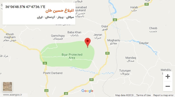 روستای اغبلاغ حسین خان بر روی نقشه