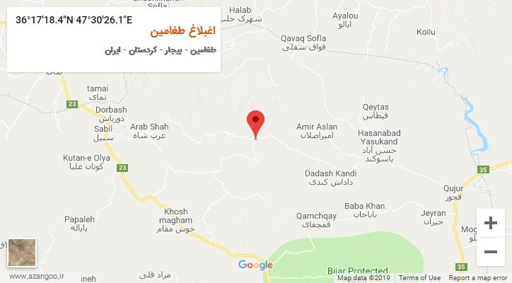 روستای اغبلاغ طغامین بر روی نقشه