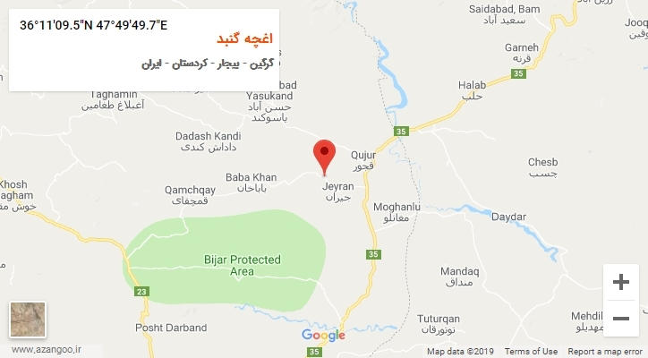 روستای اغچه گنبد بر روی نقشه