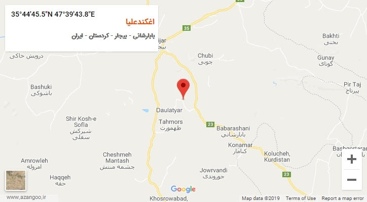 روستای اغکندعلیا بر روی نقشه