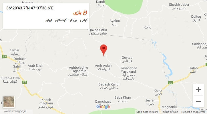 روستای اغ یازی بر روی نقشه