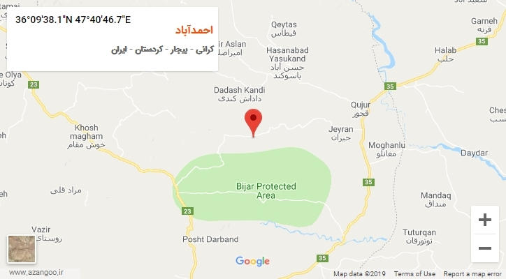 روستای احمدآباد بر روی نقشه