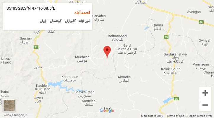 روستای احمدآباد بر روی نقشه