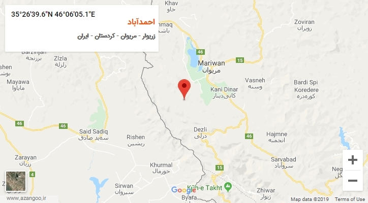 روستای احمدآباد بر روی نقشه